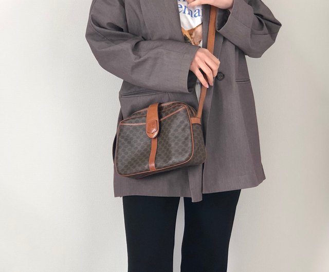 極 美品 セリーヌ マカダム ブラゾン レザー ショルダーバッグ CELINE - 極 美品 袋付き CELINE セリーヌ ヴィンテージ