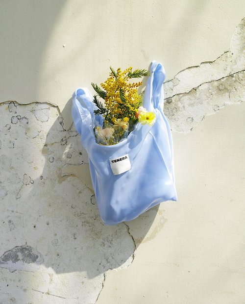 MOSSY STORE 【TENERA】再生環保購物袋-冰藍色 溫柔風格 手提包
