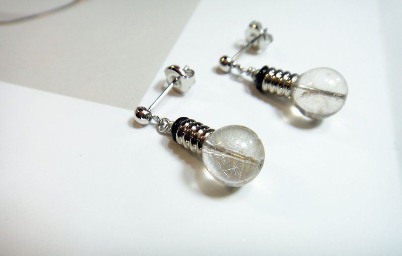 earring. Bai Fajing Light Bulb Ear Pin Earrings - ต่างหู - เครื่องเพชรพลอย 