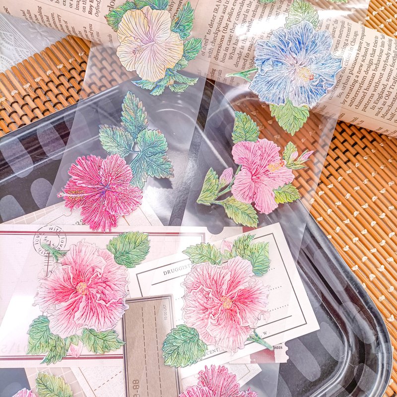EF067 木槿Hibiscus Syriacus / 裝飾膠帶 Masking Tape - 紙膠帶/和紙/PET - 塑膠 多色