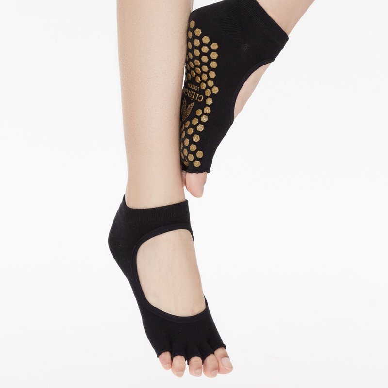 【Clesign】Toe Grip Socks 瑜珈露趾襪 - Blackout - 瑜珈服/瑜珈褲 - 棉．麻 黑色