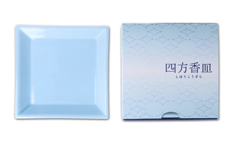 Square Incense Dishes Water Color [Japan Song Eido Incense Dishes Series] - เทียน/เชิงเทียน - เครื่องลายคราม 