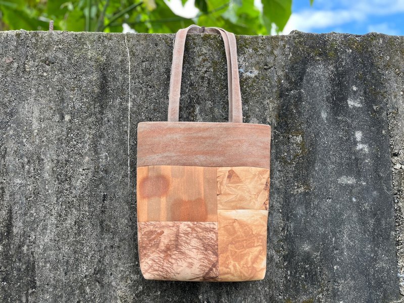 Shanwu (five) persimmon neutral stitching bag - Handbags & Totes - Cotton & Hemp Brown