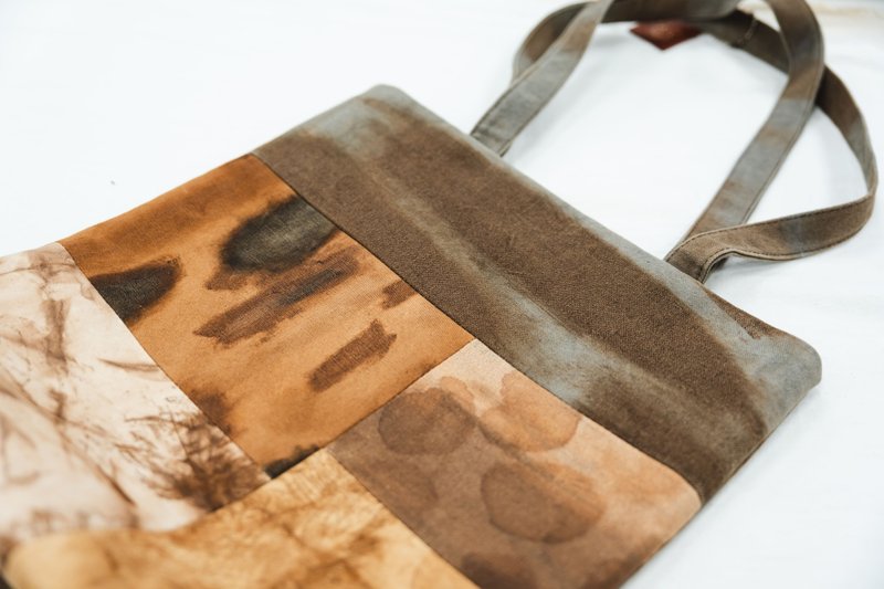 Yamabuki Persimmon Patchwork Tote Bag - Handbags & Totes - Cotton & Hemp Brown