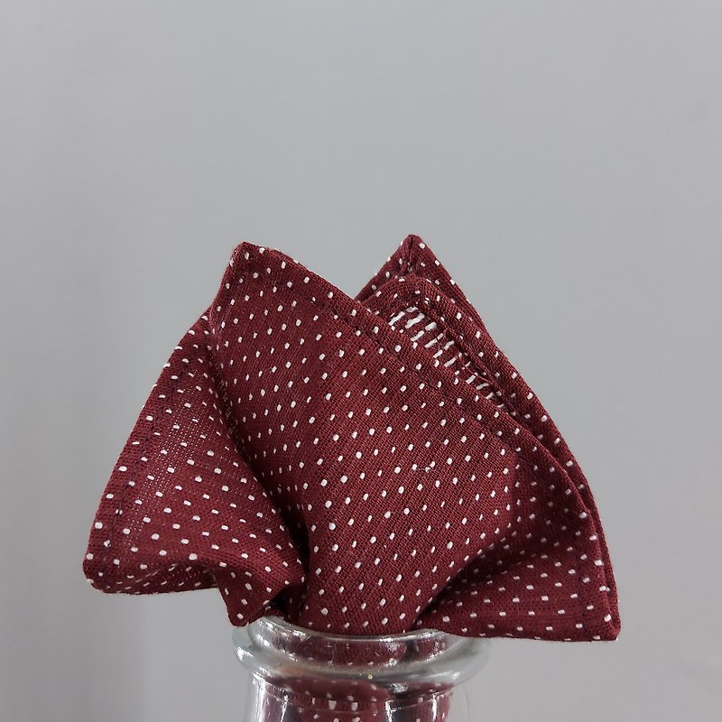 Pocket Square - Red Polka Dot - ผ้าเช็ดหน้า - ผ้าฝ้าย/ผ้าลินิน สีแดง
