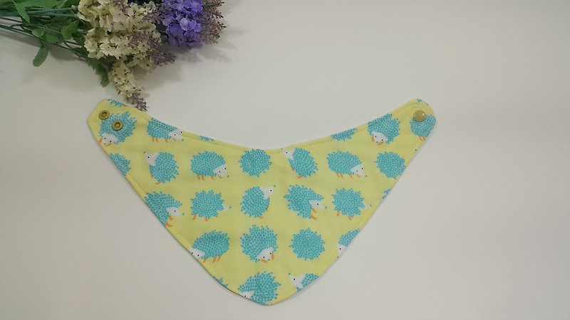 Small hedgehogs double yarn 3 layer mouth scarf bib (limited section) - Bibs - Cotton & Hemp Green