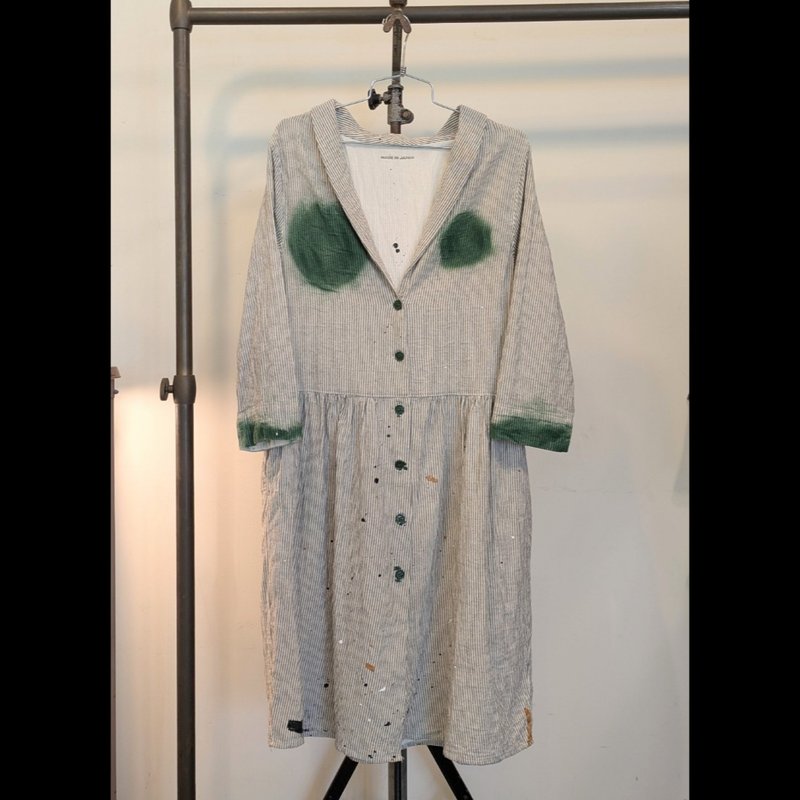 【drip】spray-painted one-piece - 女上衣/長袖上衣 - 棉．麻 多色