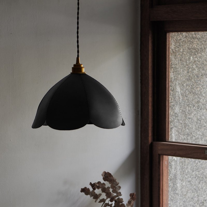Bloom (2021) CUP Leather Lampshade - Lighting - Genuine Leather Black