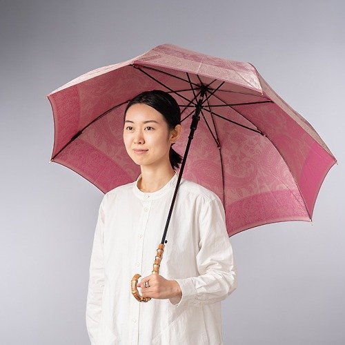 MakitaShoten SINCE1866 【晴雨兩用 抗UV雨傘 直立傘】kirie 佩斯利 粉色的