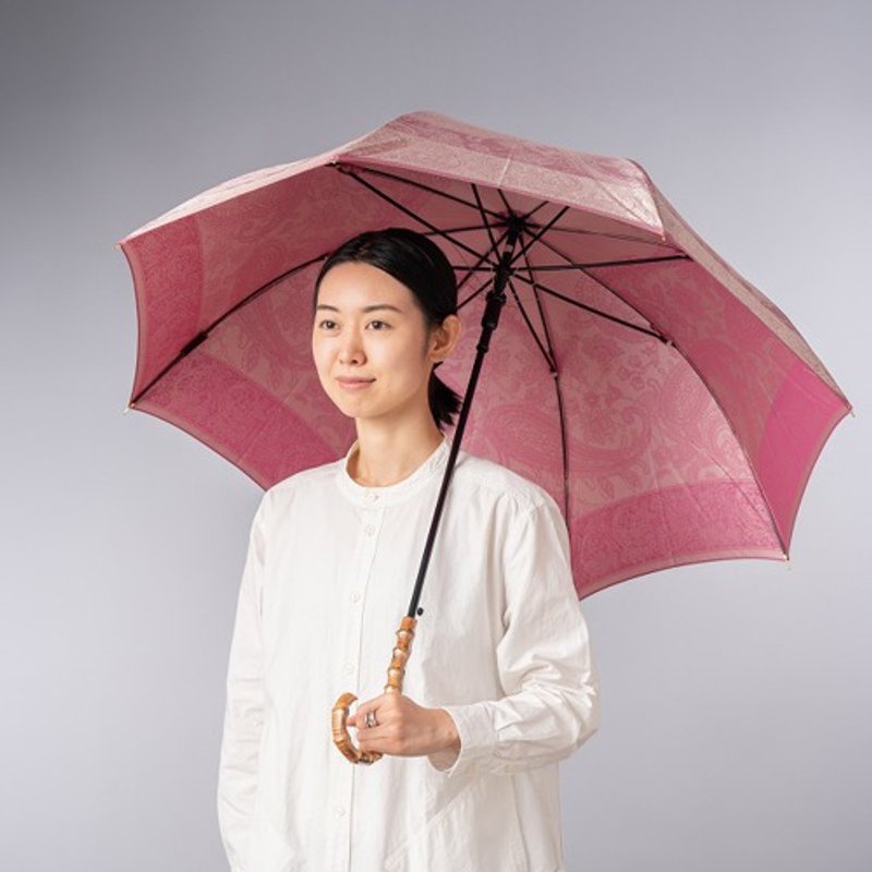 【晴雨兩用  抗UV雨傘 直立傘】kirie 佩斯利 粉色的 - 雨傘/雨衣 - 聚酯纖維 粉紅色