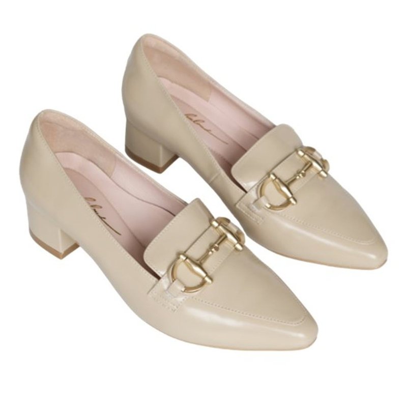 Cloud Walking Genuine Leather Mule Air Cushion Heels - Temperament Apricot - High Heels - Genuine Leather Khaki