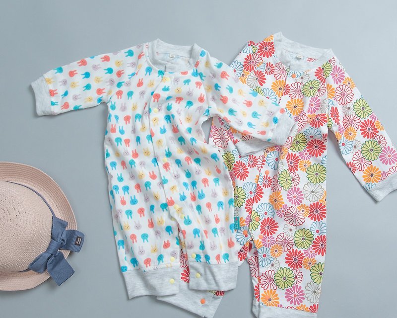 Work Jumpsuit-Fart Handmade Baby Bunny Toddler Cardigan - ชุดทั้งตัว - ผ้าฝ้าย/ผ้าลินิน สีเทา