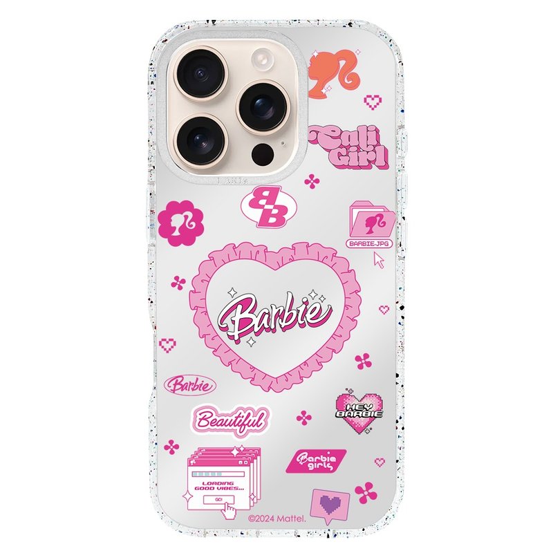 Barbie 鏡面愛心派對 磁吸版 透彩框 iPhone 16 15 14 13 Pro Max - 手機殼/手機套 - 環保材質 銀色