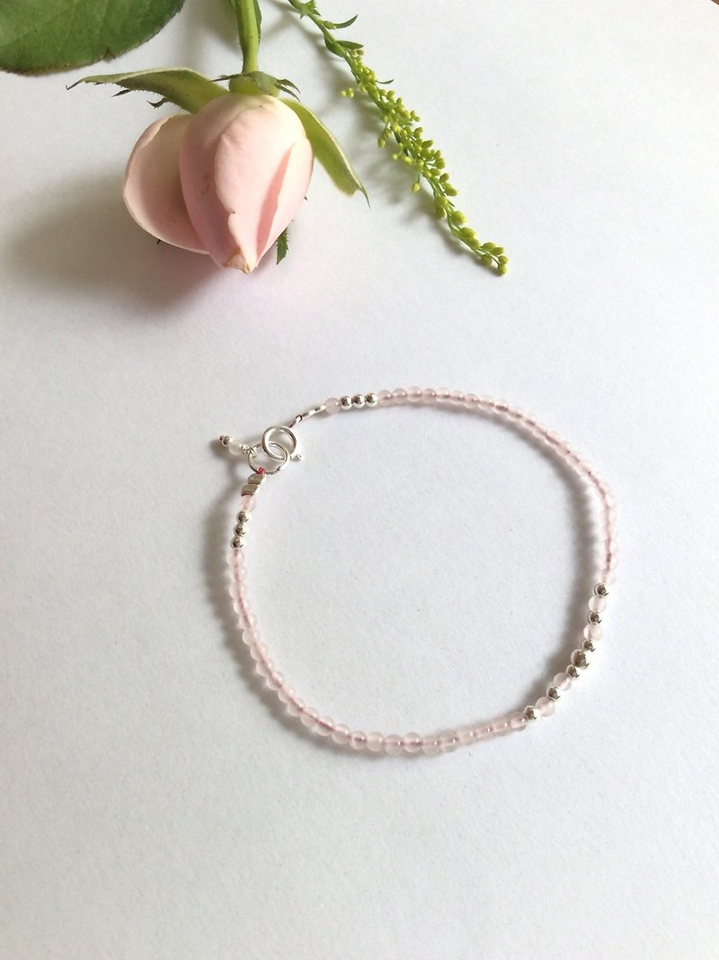Ops Small Rose Quartz silve bracelet - Bracelets - Gemstone Pink