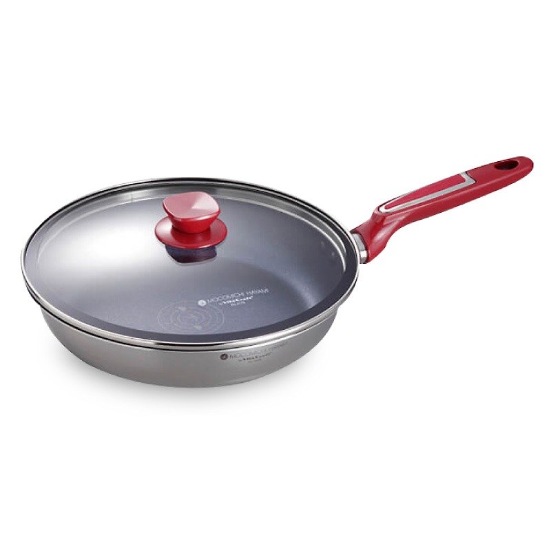 Japan-type male chef speed water tiger tiger recommended [US VitaCraft only he pot] moco multi-layer steel non-stick pan 26cm (with glass cover) - Pots & Pans - Stainless Steel Red