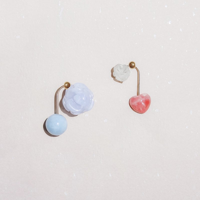 Sheet music earrings 五線音符天然石耳環 天然石飾品 手工飾品 - 耳環/耳夾 - 寶石 粉紅色