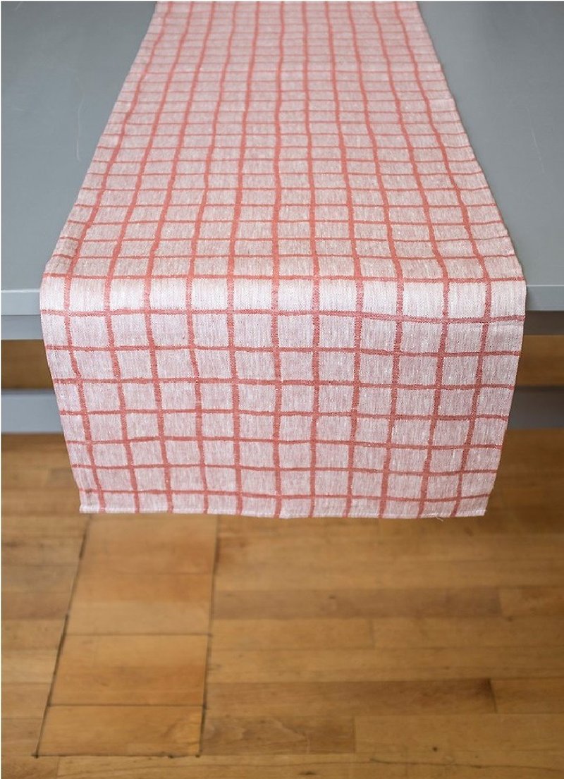 Scandinavian designer style – Checkered table runner, Red Rutig Table Runner, Red - ผ้ารองโต๊ะ/ของตกแต่ง - ลินิน สีแดง