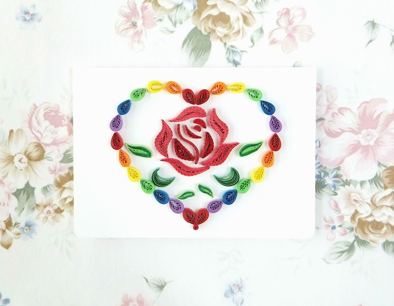 手作りのロール紙カード-私はあなたを愛しています毎日カラフルなバラのバレンタインカードユニバーサルカード - カード・はがき - 紙 多色