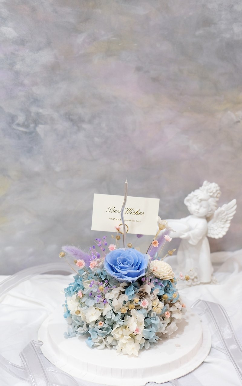Flower Cake Birthday Gift Opening Ceremony Valentine's Day - ช่อดอกไม้แห้ง - พืช/ดอกไม้ สีน้ำเงิน