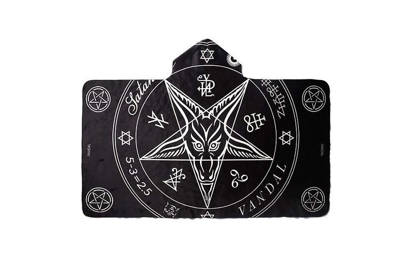 VANDAL Satanism Home Hooded Blanket - ผ้าห่ม - เส้นใยสังเคราะห์ สีดำ