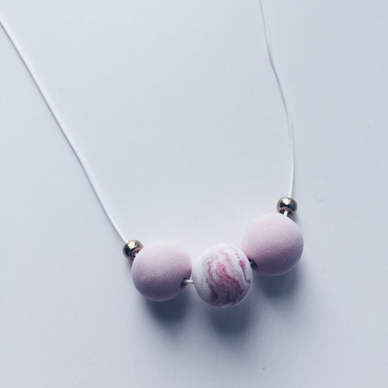 粉紅色水墨輕黏土項鍊●Ink Style Necklace● - 頸鏈 - 黏土 粉紅色