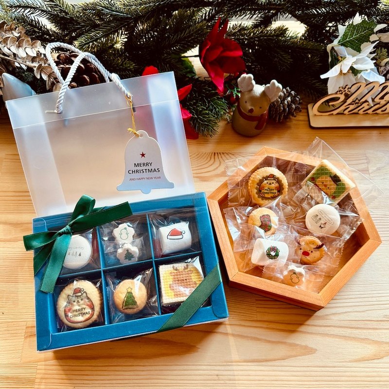 Exchange gifts | Christmas Bleu comprehensive cookie gift box-Type A - Handmade Cookies - Fresh Ingredients 