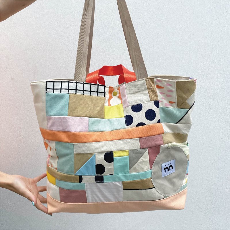 Patchwork bag / Big tote bag - 手提包/手提袋 - 棉．麻 多色