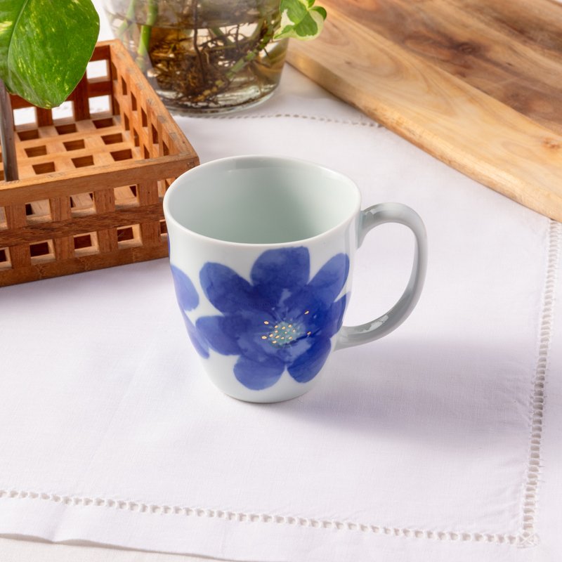 手描き日本製マグカップ PSブルー 東窯 - 咖啡杯/馬克杯 - 陶 藍色