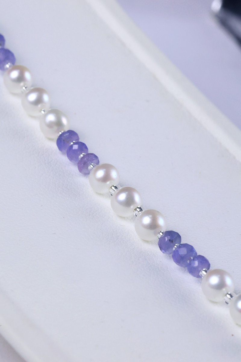 925 Silver Tanzanite Natural Pearl Bracelet - Bracelets - Gemstone 