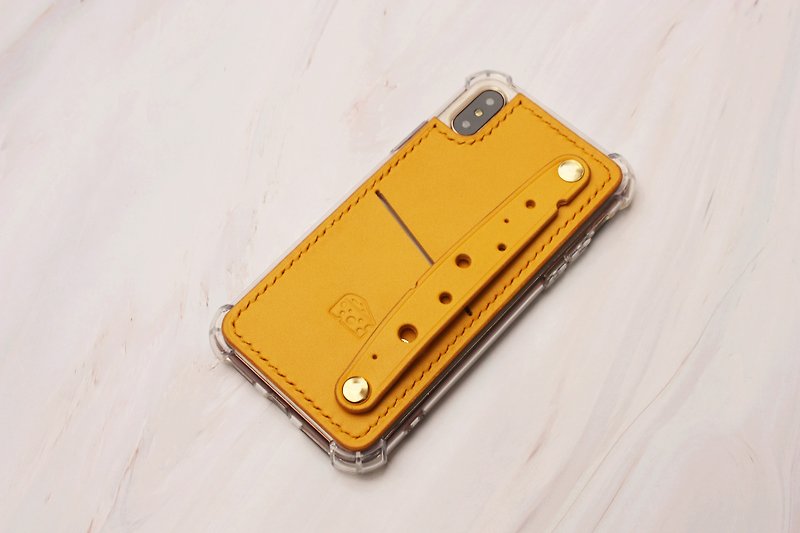 原創鼠年奶酪設計純手工皮具真皮防摔蘋果安卓手機保護殼個性客製 - 手機殼/手機套 - 真皮 橘色