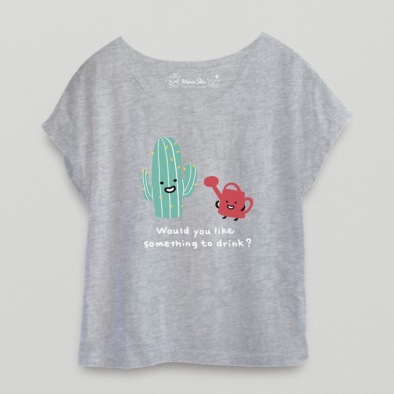 Would you like somthing to drink? Cactus T-shirt - Women's Shorts - Cotton & Hemp Gray