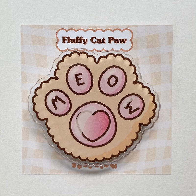 Orange Fluffy Cat Paw Acrylic Griptok - スマホスタンド・イヤホンジャック - アクリル オレンジ