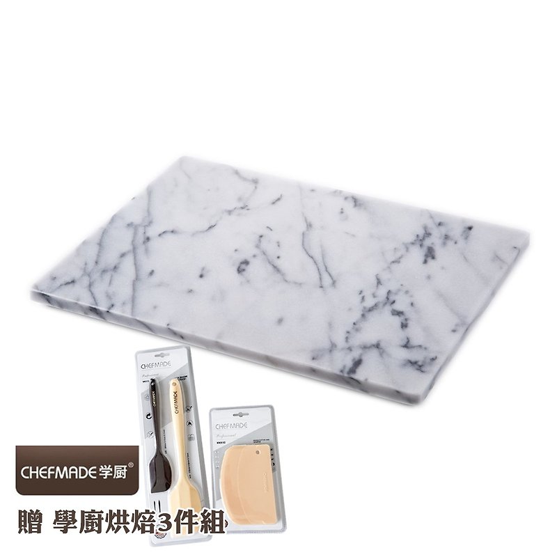 Natural Marble Cooking Board 40x50cm (Large) Kneading Pad/Baking Tool/Chocolate Tempering - ผ้ารองโต๊ะ/ของตกแต่ง - หิน ขาว