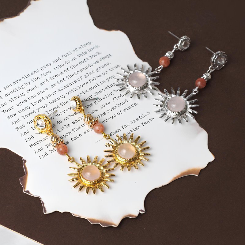 Flame Bronze Sun Earrings - ต่างหู - ทองแดงทองเหลือง สีส้ม