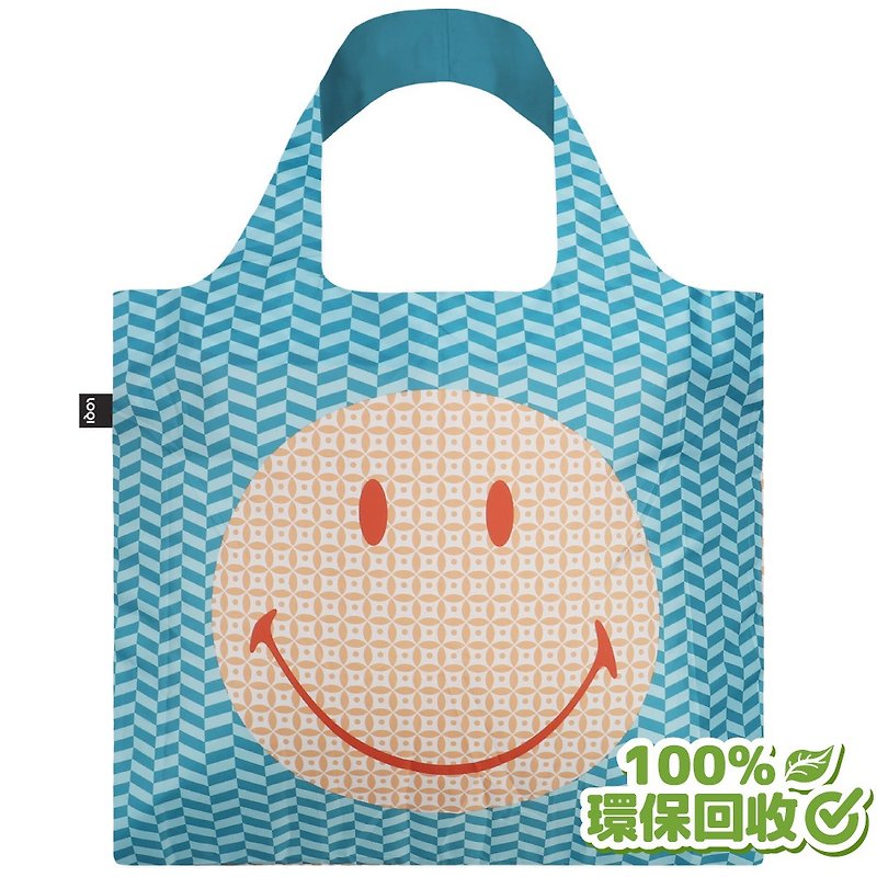 LOQI 環保材質購物袋-笑臉Smiley-幾何(無扣帶、無暗袋) - 其他 - 環保材質 藍色