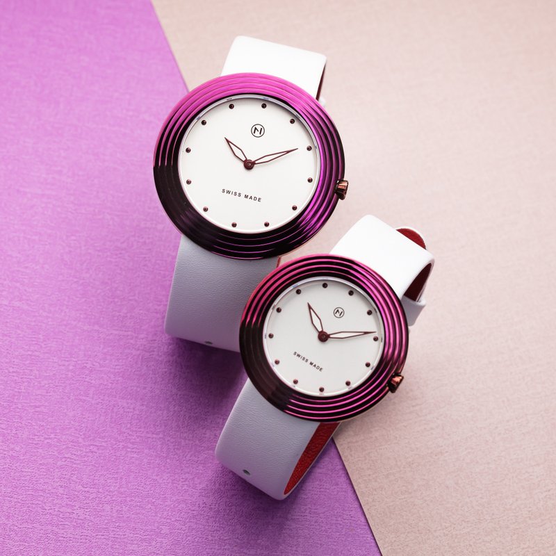 NOVE 瑞士超薄皮帶腕錶A016-01/B013-01 - 女裝錶 - 不鏽鋼 白色