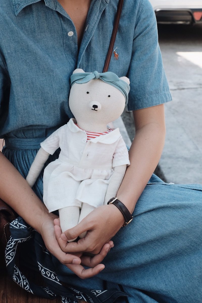 ตุ๊กตาหมีทำมือ ผลิตจากผ้าฝ้ายและผ้าลินินเหมาะสำหรับเด็กและให้เป็นของขวัญ - ของเล่นเด็ก - ผ้าฝ้าย/ผ้าลินิน 