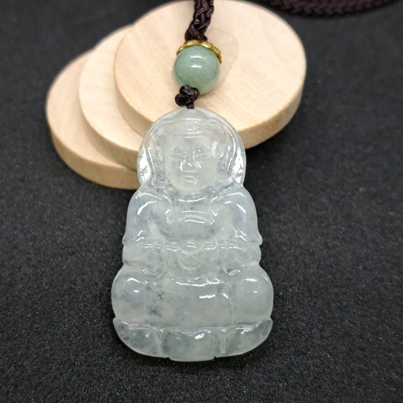 Ice Jade Guanyin Bodhisattva Necklace | Natural Burmese Jade A-grade | Gift - Necklaces - Jade Transparent