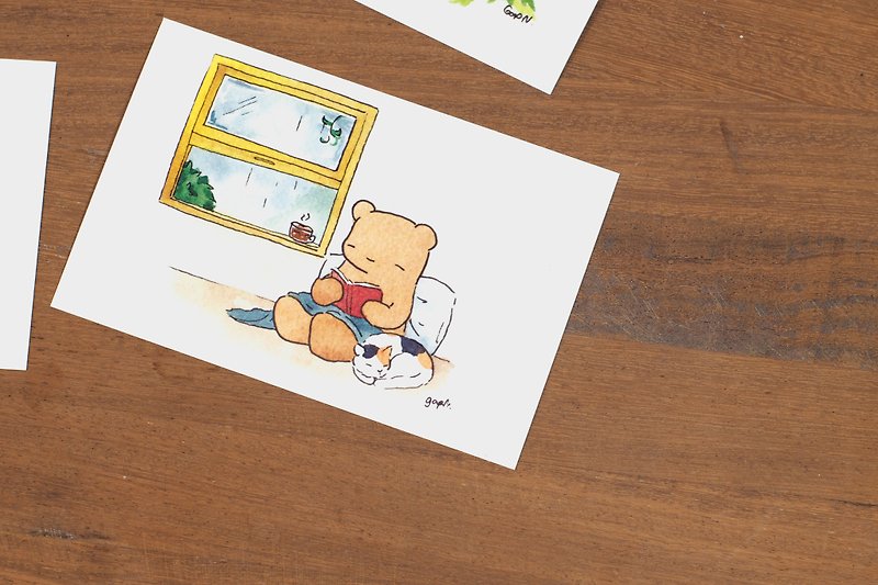 Lamud  bear postcard Rainy Breeze - การ์ด/โปสการ์ด - กระดาษ สีเหลือง