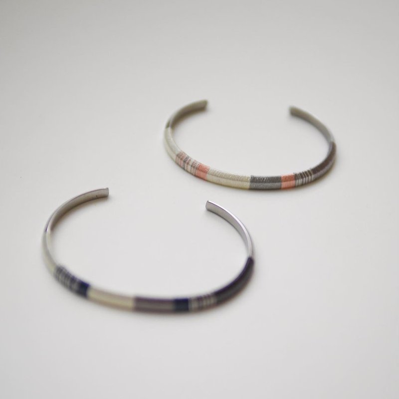 Blue Pink Series Silk Thread Titanium Steel Custom Lettering Bracelet - Bracelets - Sterling Silver Gray