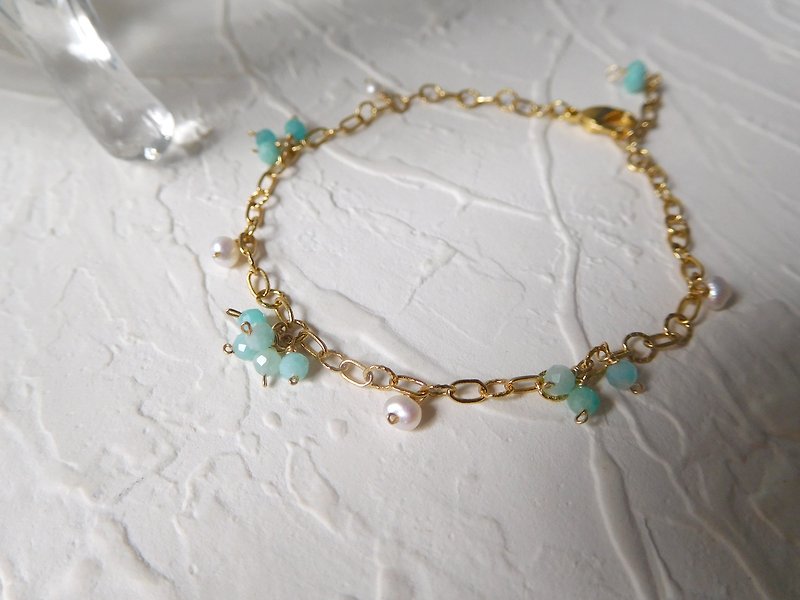 Dangle Tianhe small Stone pearl bracelet - Bracelets - Stone Blue
