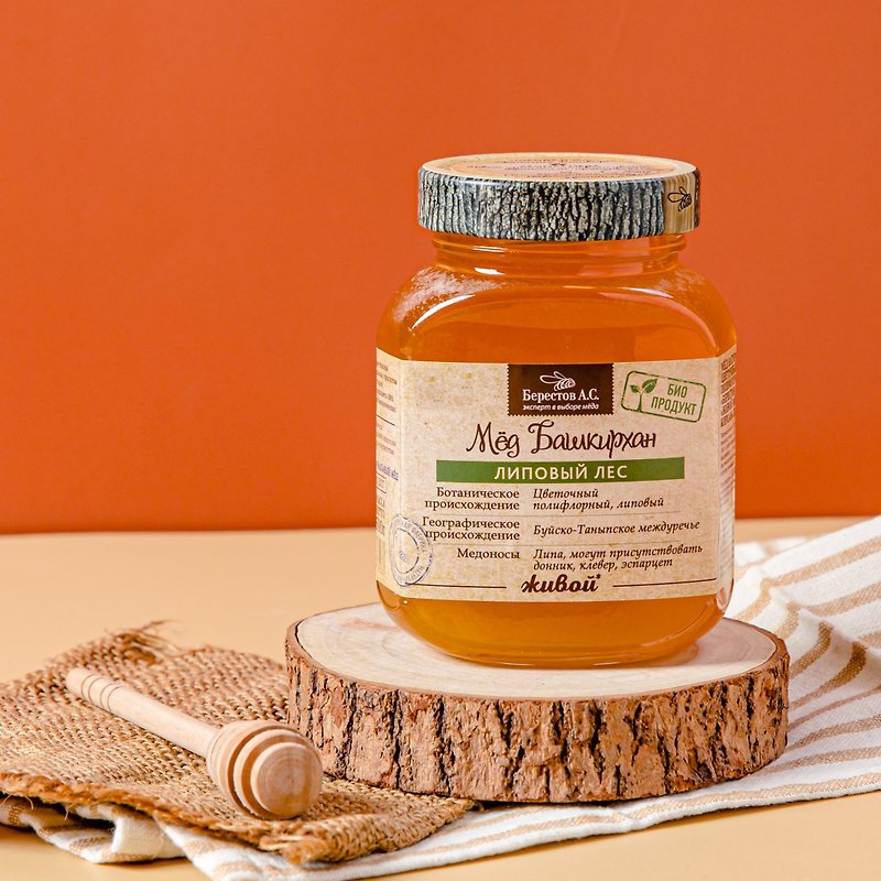Natural energy linden raw honey 500g / smooth texture - น้ำผึ้ง - แก้ว สีเหลือง