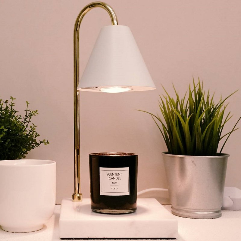 STARRY scented Wax lamp - Nordic style marble base (white) timer/dimming model - โคมไฟ - โลหะ ขาว