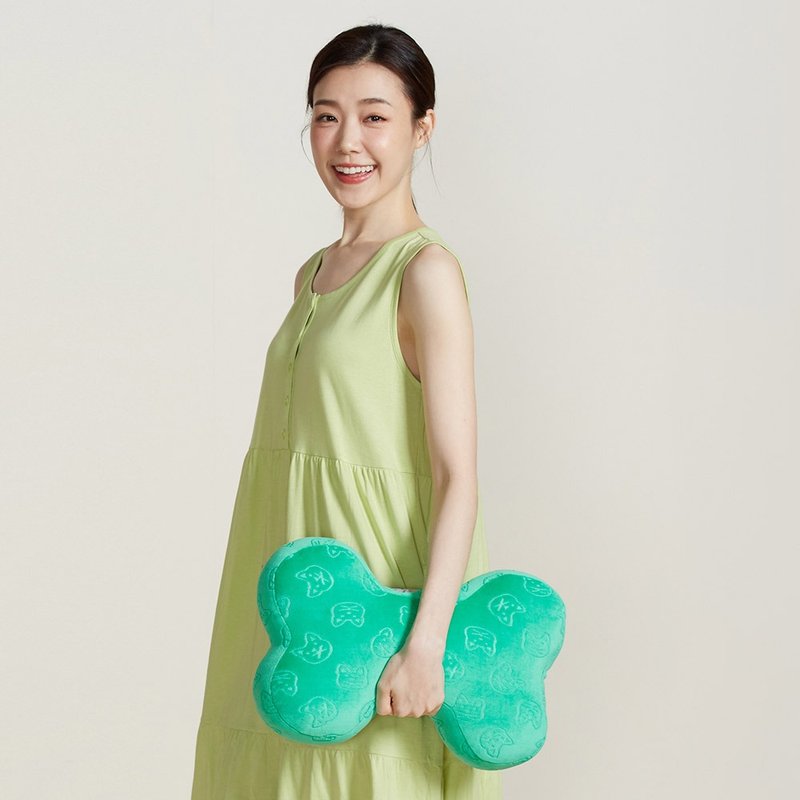 網路限定 貓咪小骨頭抱枕-草綠 - 枕頭/抱枕 - 棉．麻 綠色
