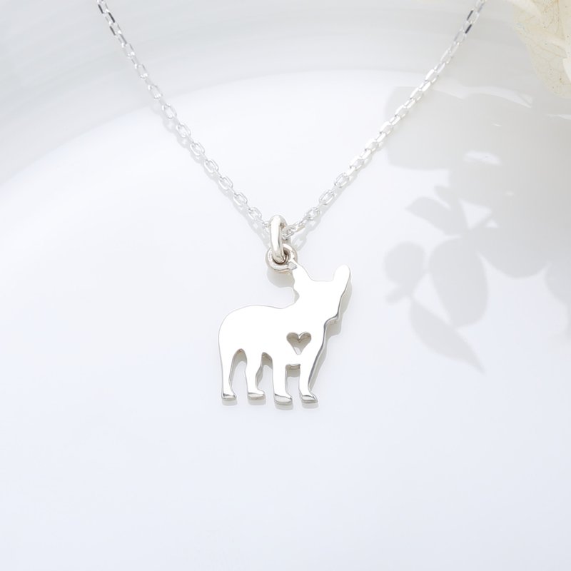 【Angel & Me】French Bulldog Dog s925 sterling silver necklace Birthday gift - สร้อยคอ - เงินแท้ สีเงิน