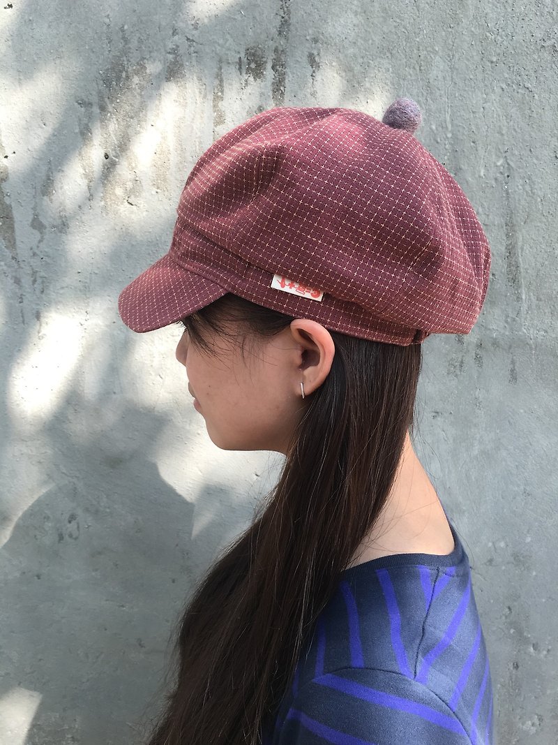 *1 + 1 = 5 / heart red brick and gray colored wool felt ball Qiu Bao bonnet / hat shape* - Hats & Caps - Cotton & Hemp Red