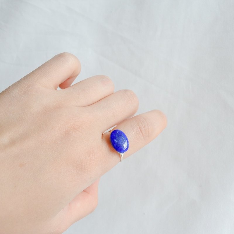 Green Onyx – Small Grain – Gold Ring – Natural Stone Ring - 戒指 - 其他金屬 藍色