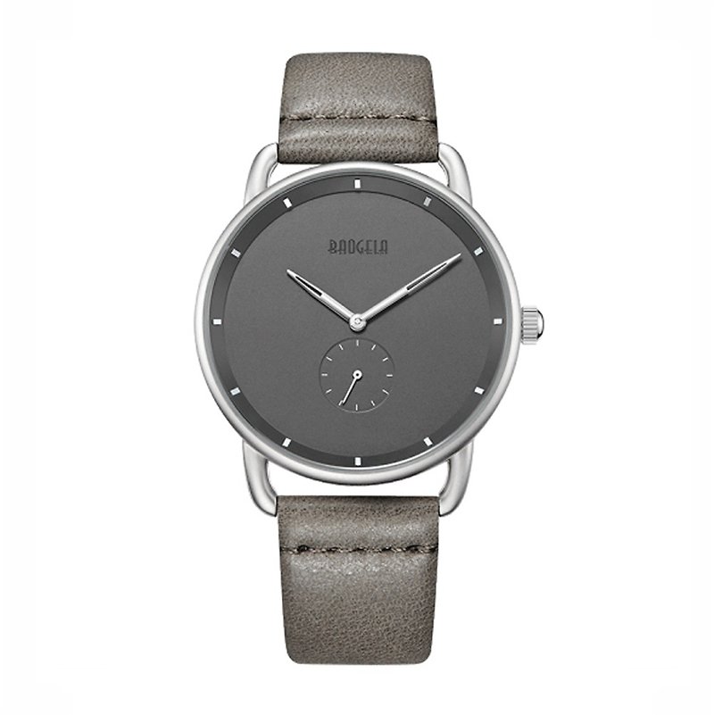BAOGELA - DOME系列 銀黑錶盤 / 灰皮革 手錶 - 男裝錶/中性錶 - 其他材質 灰色