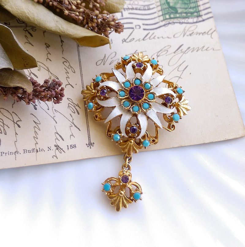 Western antique ornaments. FLORENZA Victorian Renaissance style pin - เข็มกลัด/พิน - โลหะ สีทอง