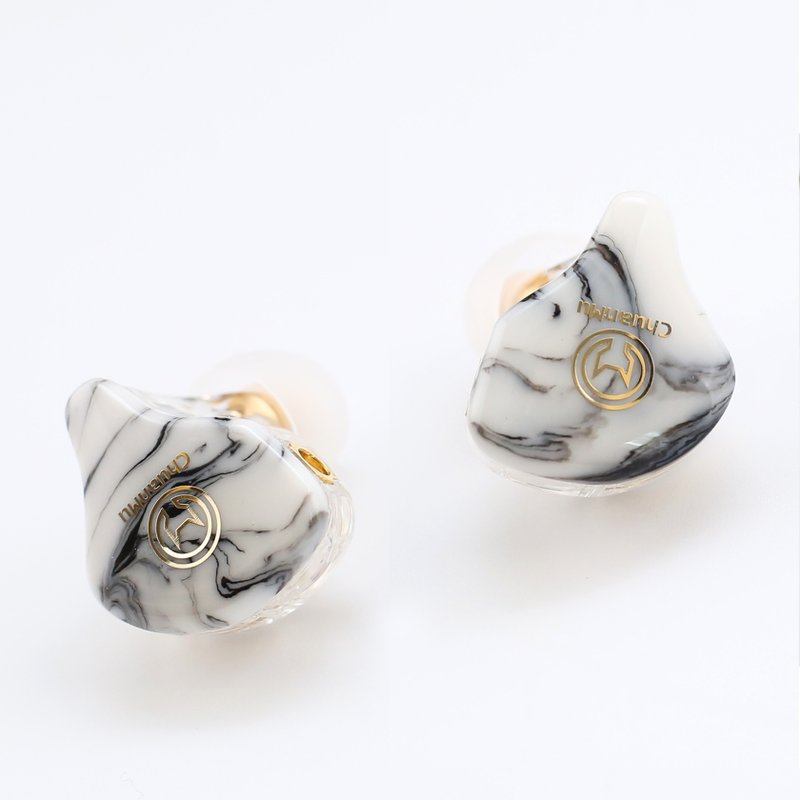 White marble pattern one circle two-iron six-unit MMCX single crystal Bronze Silver in-ear headphones [Kawaki] - Gadgets - Other Materials 